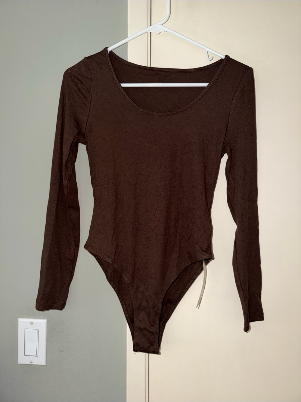 NWT. SHEIN Brown Scoop Neck Long Sleeve Bodysuit